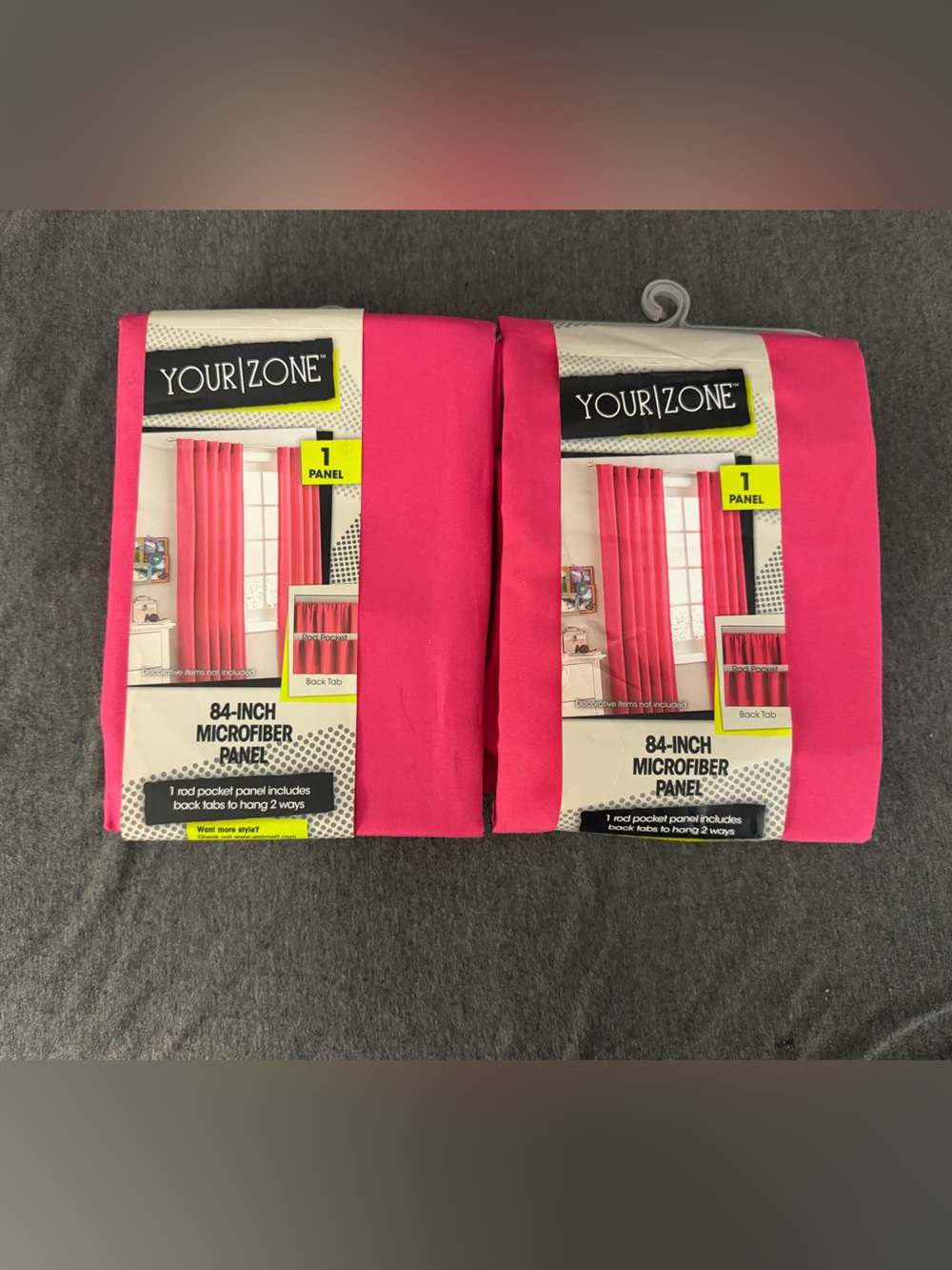Pink 84-Inch Microfiber Curtain Panel Set- Bright Pink